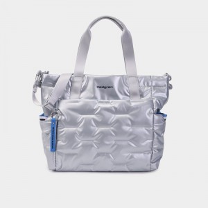 Women's Hedgren Puffer Tote Bags Silver Blue | ZMS6585HP